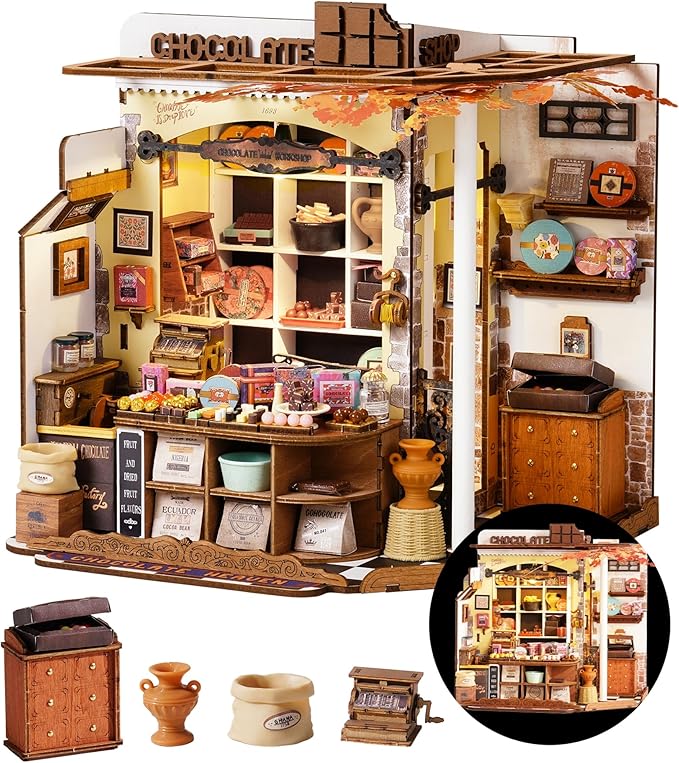 Tiny House Book Nook for Bookshelf Decor, 3D Puzzles Model Building Kits for Teens