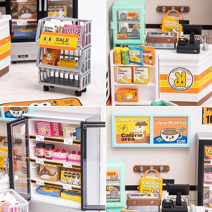 Mini House with Accessories Model Supply Store Kit with LED