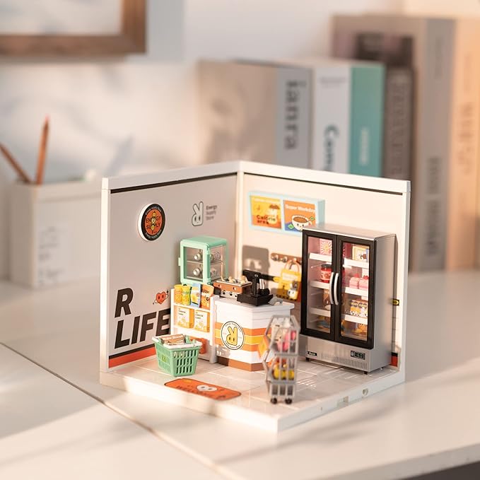 Mini House with Accessories Model Supply Store Kit with LED
