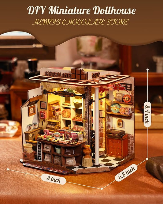 Tiny House Book Nook for Bookshelf Decor, 3D Puzzles Model Building Kits for Teens